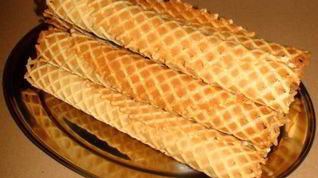 Рецепт Вафельной трубочки с халвой