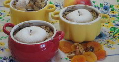 Рецепт Крамбла яблочного с курагой и абрикосовым пюре