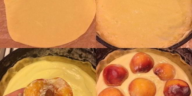 Рецепт кростаты с кремом и персиками