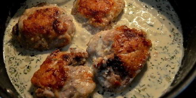 Рецепт куриных бедрышек в соусе кремово-горчичном