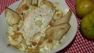 Рецепт Курицы с крем-чизом, грушами и имбирем