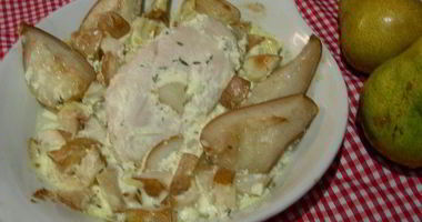 Рецепт Курицы с крем-чизом, грушами и имбирем