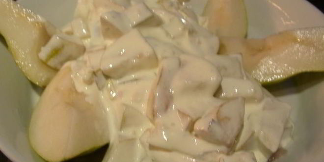 Рецепт курицы с крем-чизом, грушами и имбирем