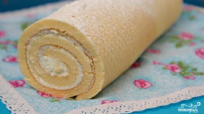 Рецепт рулета бисквитного с творожным кремом