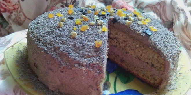 Рецепт Воздушного тыквенно-ореховый бисквит с тыквенно-шоколадным кремом