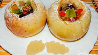 Рецепт Яблок, фаршированных мармеладом, изюмом и орехами