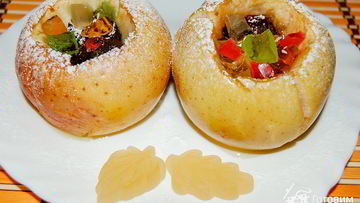 Рецепт Яблок, фаршированных мармеладом, изюмом и орехами