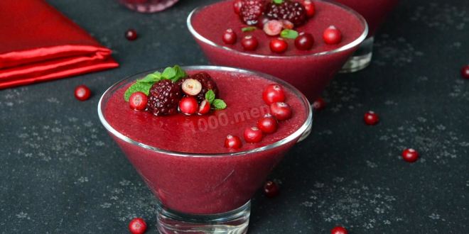Рецепт Ягодного мусса с ежевикой и клюквой