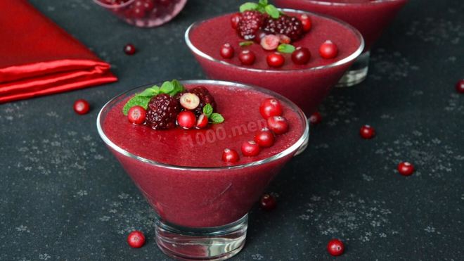 Рецепт ягодного мусса с ежевикой и клюквой