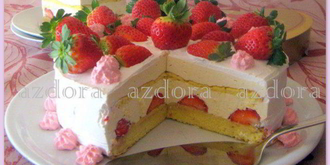 Рецепт Клубничного торта-суфле Поцелуй