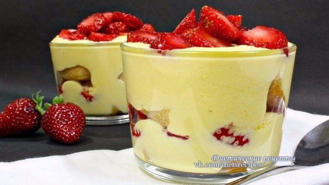 Рецепт диетического тирамису с клубникой