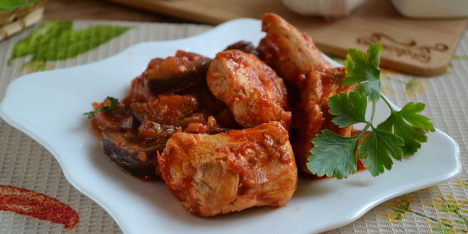 Рецепт Чахохбили с баклажанами