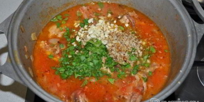 Рецепт чахохбили с орехами и вином