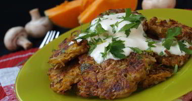 Рецепт Драников из тыквы и картофеля с шампиньонами