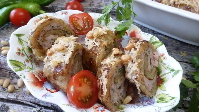 Рецепт рулетов-драников с куриным фаршем