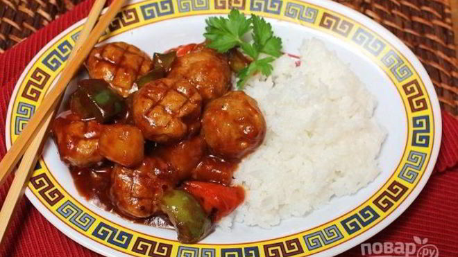Рецепт фрикаделек из курицы в чили соусе с овощами