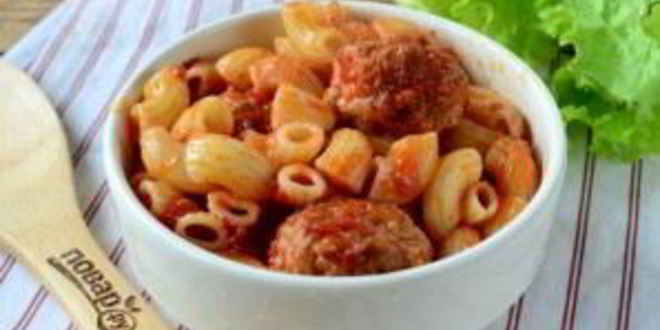 Рецепт пасты в томате с фрикадельками