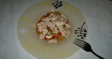 Рецепт Чечевицы с сладким перцем и чесноком и куриная грудка с зирой и кориандром