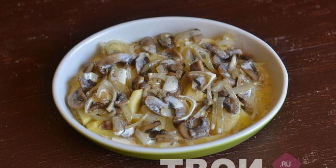 Рецепт картофеля с грибами в духовке