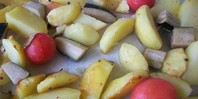 Рецепт картофеля с курицей и овощами