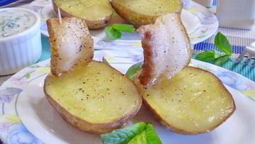 Рецепт Картошки с салом в духовке Кораблики