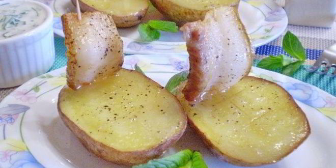 Рецепт Картошки с салом в духовке Кораблики