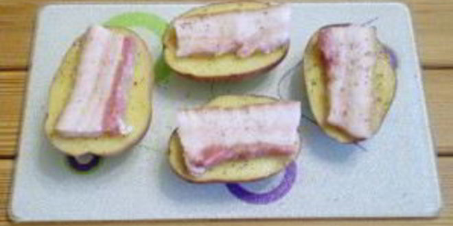 Рецепт картошки с салом в духовке кораблики