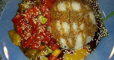 Рецепт Постного риса с овощами под соусом терияки