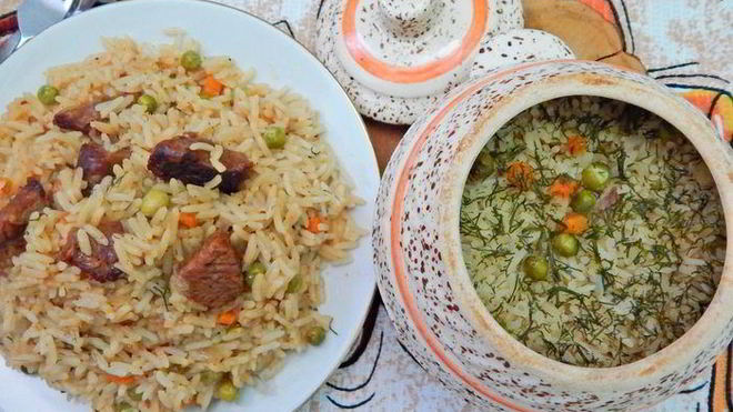 Рецепт риса с говядиной в горшочках