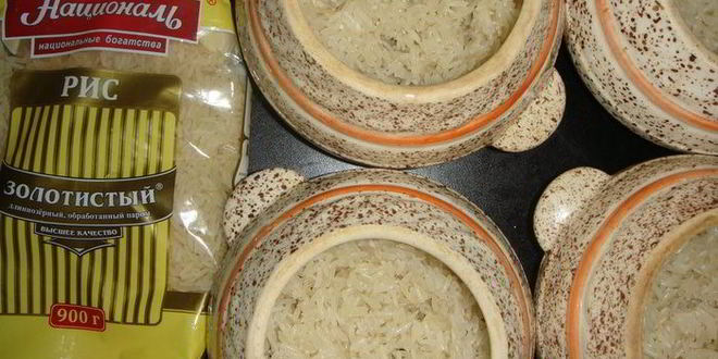 Рецепт риса с говядиной в горшочках