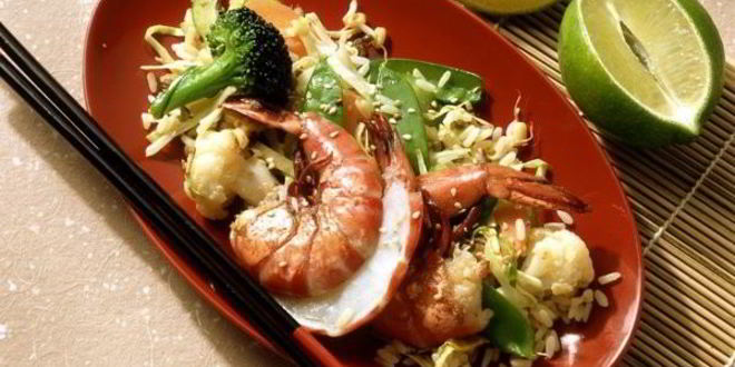 Рецепт Риса с креветками и овощами