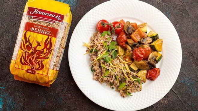 Рецепт риса с запеченными овощами