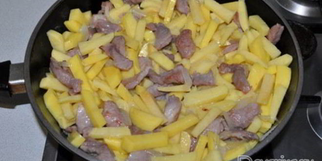 Рецепт жареного картофеля с мясом
