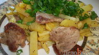Рецепт Жареного картофеля со свиной вырезкой