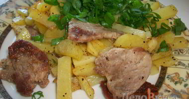 Рецепт Жареного картофеля со свиной вырезкой