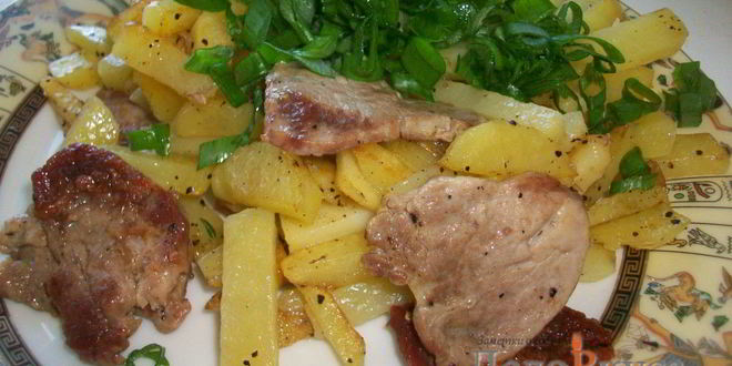 Рецепт Жареного картофеля со свиной вырезкой