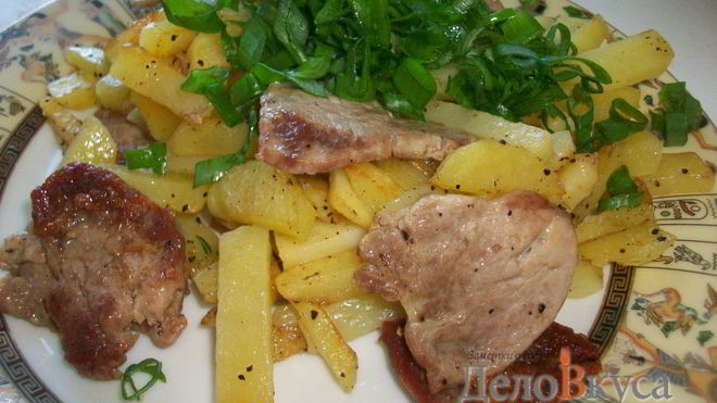 Рецепт жареного картофеля со свиной вырезкой