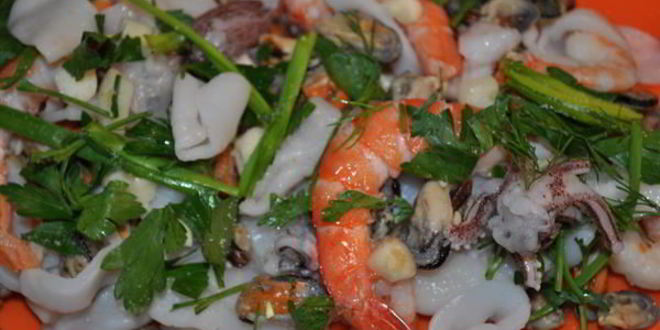 Рецепт гречневой лапши с морепродуктами