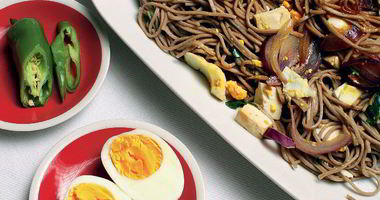 Рецепт Гречневой лапши с яйцами и сыром тофу