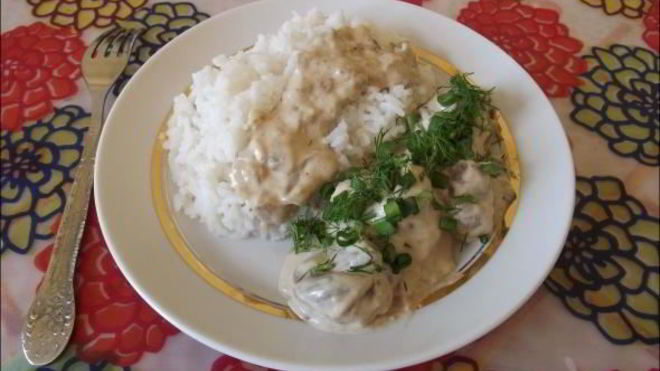 Рецепт грибов в сливочном соусе