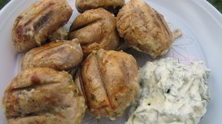 Рецепт Шампиньонов на решетке на костре