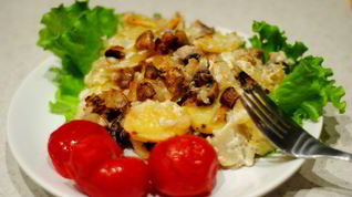 Рецепт Шампиньонов с картошкой в сметане