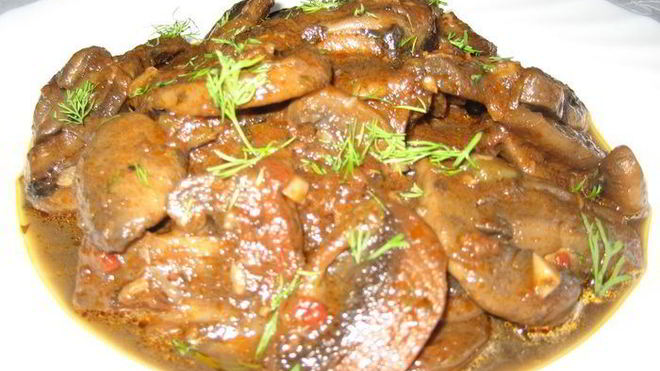 Рецепт шампиньонов в томатно-чесночном соусе