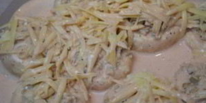 Рецепт запеченных грибов с фаршем в духовке