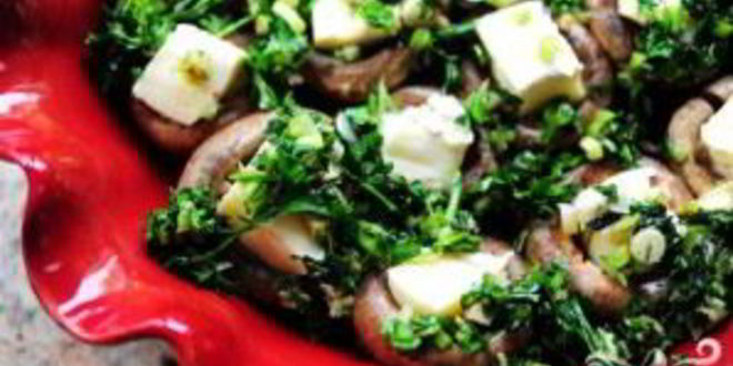 Рецепт запеченных грибов с сыром бри