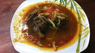 Рецепт Гуляша из гуся в казане на природе