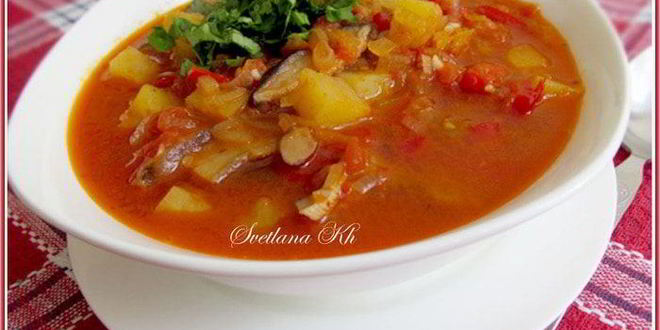 Рецепт Постного супа-гуляша с грибами по-венгерски
