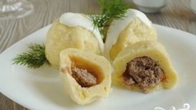Рецепт клецек картофельных с мясом