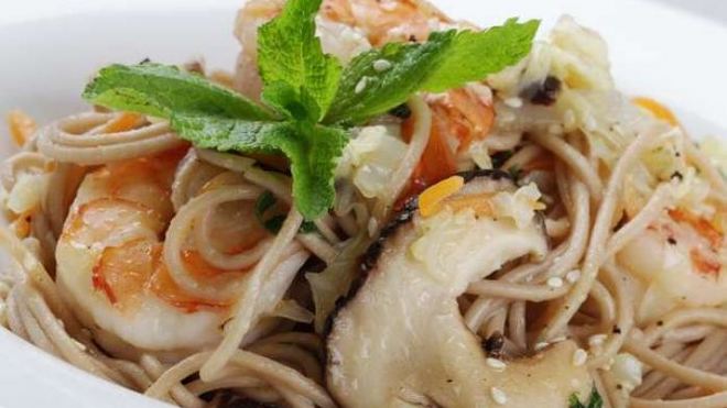 Рецепт лапши соба с креветками