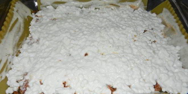 Рецепт быстрой мясной многослойной лазанья с творогом